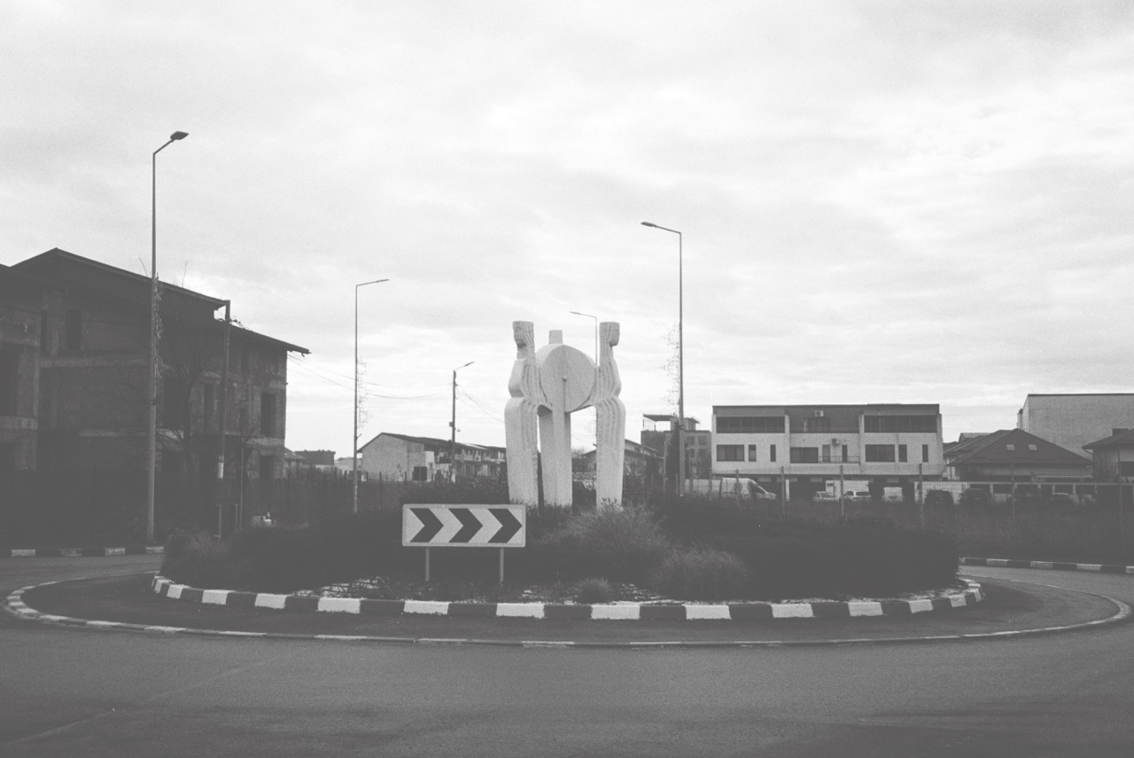A roundabout in a gentrified neighbourhood